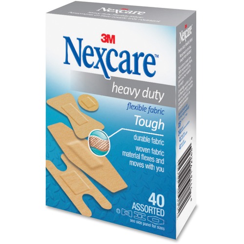 Nexcare Heavy-Duty Fabric Bandages - Assorted Sizes - 40 / Box