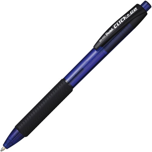 Pentel Click N Go Ballpoint Pen - Medium Pen Point - 1 mm Pen Point Size - Retractable - Blue - Blue Barrel - 12 / Box