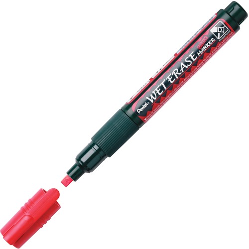 Pentel Wet Erase Chalk Marker - Chisel Marker Point Style - Red Chalk-based Ink - 1 Each