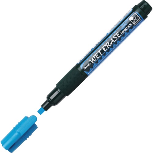 Pentel Wet Erase Chalk Marker - Chisel Marker Point Style - Blue Chalk-based Ink - 1 Each
