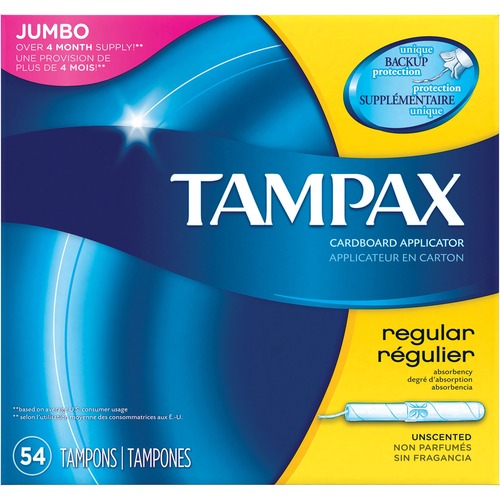 Tampax Tampons - 54 / Box - Flushable, Individually Wrapped, Fragrance-free, Anti-leak, Anti-slip