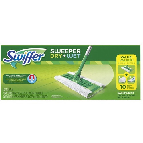 Swiffer Sweeper Starter Kit - Swivel Head, Comfortable Grip - 1 Each - Green - Brooms & Sweepers - PGC92815