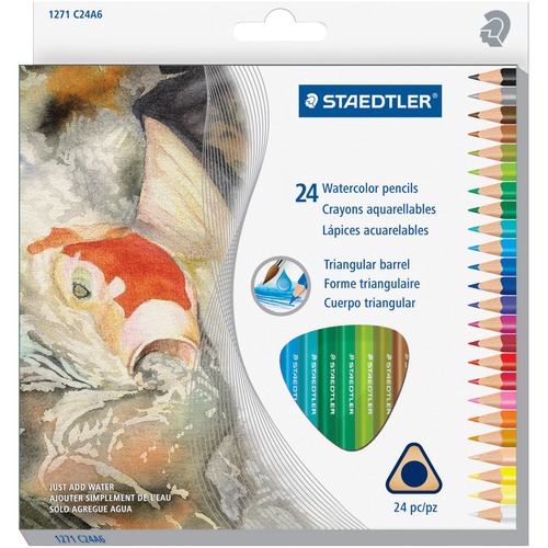 Staedtler Watercolor Pencils Set - 2.9 mm Lead Diameter - Assorted Lead - Wood Barrel - Colored Pencils - STD127810CC24