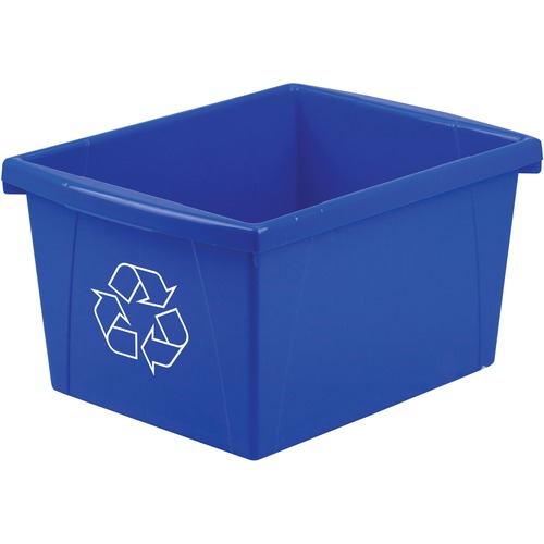 Storex Letter Size Paper Recycle Bin - 15.14 L Capacity - Rectangular - Heavy Duty, Crack Resistant, Dent Resistant - 8" Height x 15" Width x 11" Depth - Polypropylene - Blue - 1 Each