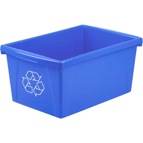 Storex Legal Size Paper Recycle Bin - 20.82 L Capacity - Rectangular - Heavy Duty, Crack Resistant, Dent Resistant - 12" Height x 18" Width x 8.5" Depth - Polypropylene - Blue - 1 Each = STX61517U06C