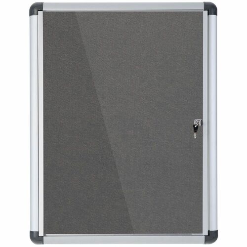 MasterVision Magnetic Gray Fabric Enclosed Board - 36.60" Height x 26.40" Width x 0.70" Depth - Gray Fabric Surface - Magnetic, Lock, Reinforced Corners - Anodized Aluminum Frame - 1 Each - 38" x 28"