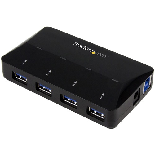 StarTech.com 4-Port USB 3.0 Hub plus Dedicated Charging Port - 5Gbps - 1 x 2.4A Port - Desktop USB Hub and Fast-Charging Station - Add four USB 3.0 ports and a fast-charge port to your computer - 4-Port USB 3.0 hub plus Dedicated Charging Port - USB hub a