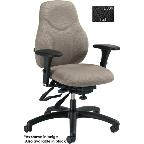 Global Medium Back Multi-Tilter, Small Seat and Ultimate Adjustable Arms (G2) - Black Seat - Black Back - Mid Back - 5-star Base - 1 Each - Medium Back - GLB74913G2D804