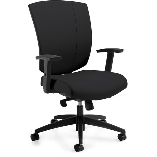 Offices To Go Avro - Upholstered Seat & Back Synchro-Tilter Chair - Black Luxhide Seat - Black Luxhide Back - Mid Back - 5-star Base - 1