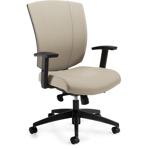 Offices To Go Avro - Upholstered Seat & Back Synchro-Tilter Chair - Doe Luxhide Seat - Black Luxhide Back - Mid Back - 5-star Base