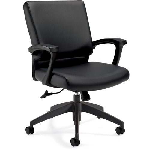 Offices To Go Vanier - Medium Back Tilter Chair - Black Luxhide Seat - Black Luxhide Back - Mid Back - 5-star Base