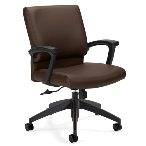 Offices To Go Vanier - Medium Back Tilter Chair - Dark Brown Luxhide Seat - Dark Brown Luxhide Back - Mid Back - 5-star Base