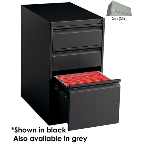Offices To Go Pedestal - Box/Box/File - 3-Drawer - 15" x 23" x 27.6" - 3 x Drawer(s) for File, Box - Key Lock, Recessed Handle, Pull Handle, Ball-bearing Suspension - Gray = GLB189217