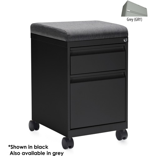 Offices To Go MVLPed - Box-File Mobile Pedestal - 2-Drawer (Cushion Sold Separately) - 15" x 19.6" x 24.1" - 2 x Drawer(s) for File, Box - Key Lock, Recessed Handle, Pull Handle, Ball-bearing Suspension, Mobility - Gray