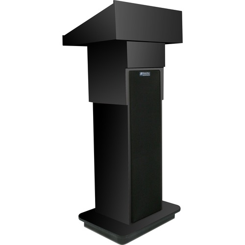 AmpliVox Executive Adjustable Column Lectern - 22" Table Top Width x 17" Table Top Depth - 44" Height - Melamine Laminate, Black - High Pressure Laminate (HPL), Wood