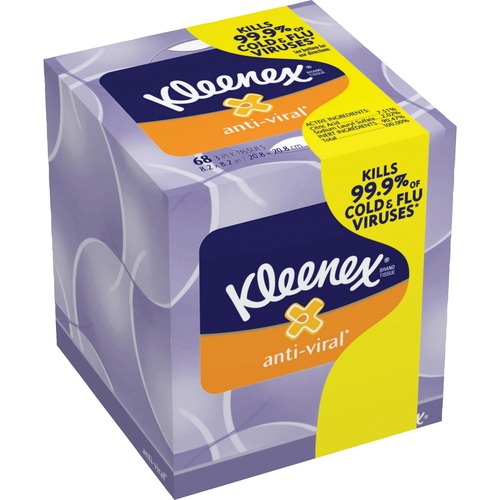 Kleenex Anti-Viral Tissues - 3 Ply - White - Anti-viral - For Face - 68 Per Box - 1 Box