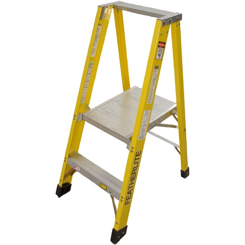 Featherlite 6500 6504 Stool - 136.08 kg Load Capacity48" (1219.20 mm) - Yellow - Ladders & Step Stools - FTL6504