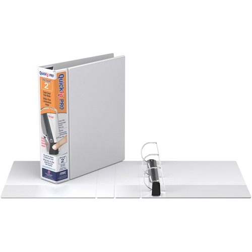 QuickFit QuickFit PRO Single Touch D-ring View Binder - 2" Binder Capacity - D-Ring Fastener(s) - Inside Front & Back Pocket(s) - Polypropylene - White - Ink-transfer Resistant, Lockable, Antimicrobial, Gap-free Ring - 1 Each - Presentation / View Binders - RGO90030