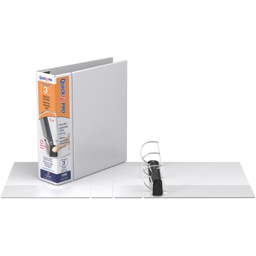 QuickFit QuickFit PRO Single Touch D-ring View Binder - 3" Binder Capacity - D-Ring Fastener(s) - Inside Front & Back Pocket(s) - Polypropylene - White - Ink-transfer Resistant, Lockable, Antimicrobial, Gap-free Ring - 1 Each - Presentation / View Binders - RGO90050