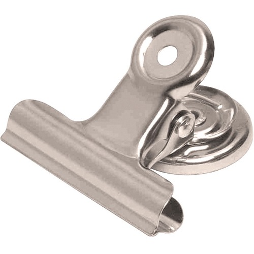 Westcott Bulldog Clip - for Document, Project, Notes - Heavy Duty, Magnetic, Nickel Plated - 2 / Pack - Silver, Chrome
