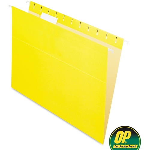 OP Brand Letter Recycled Hanging Folder - 8 1/2" x 11" - Stock - Yellow - 25 / Box - Color Hanging Folders - OPB30510