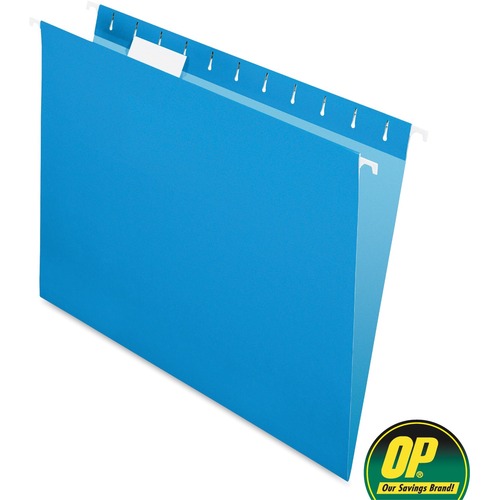 OP Brand Letter Recycled Hanging Folder - 8 1/2" x 11" - Stock - Blue - 25 / Box - Color Hanging Folders - OPB30512