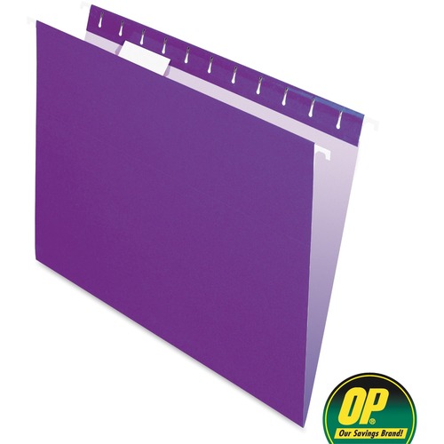 OP Brand Letter Recycled Hanging Folder - 8 1/2" x 11" - Stock - Violet - 25 / Box