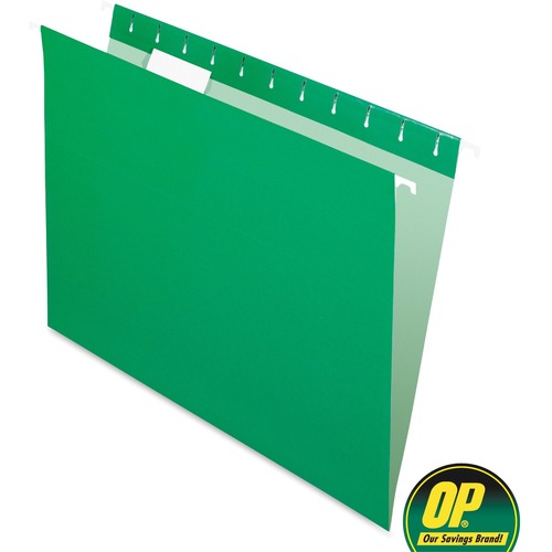 OP Brand Letter Recycled Hanging Folder - 8 1/2" x 11" - Stock - Light Green - 25 / Box