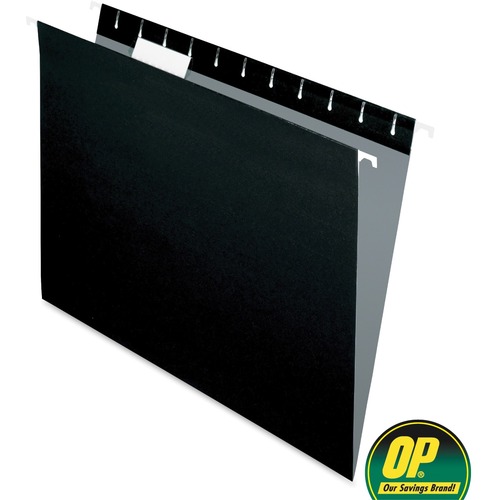 OP Brand Letter Recycled Hanging Folder - 8 1/2" x 11" - Stock - Black - 25 / Box