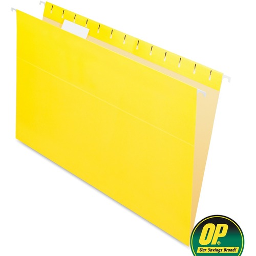 OP Brand Legal Recycled Hanging Folder - 8 1/2" x 14" - Stock - Yellow - 25 / Box