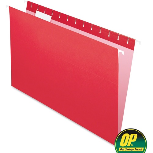 OP Brand Legal Recycled Hanging Folder - 8 1/2" x 14" - Stock - Red - 25 / Box