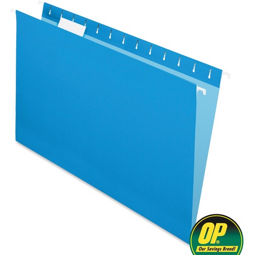 OP Brand Legal Recycled Hanging Folder - 8 1/2" x 14" - Stock - Blue - 25 / Box