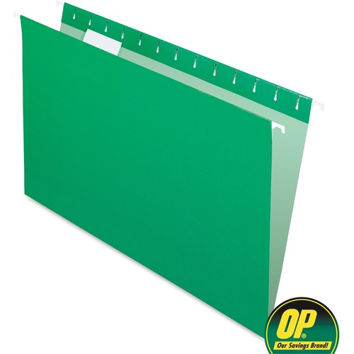 OP Brand Legal Recycled Hanging Folder - 8 1/2" x 14" - Stock - Light Green - 25 / Box - Color Hanging Folders - OPB30521