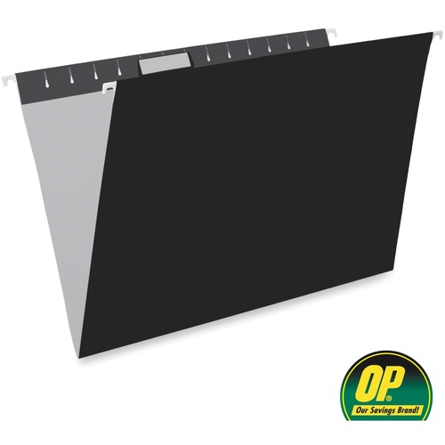 OP Brand Legal Recycled Hanging Folder - 8 1/2" x 14" - Stock - Black - 25 / Box - Color Hanging Folders - OPB30522