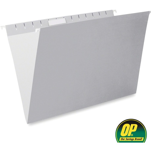 OP Brand Legal Recycled Hanging Folder - 8 1/2" x 14" - Stock - Gray - 25 / Box