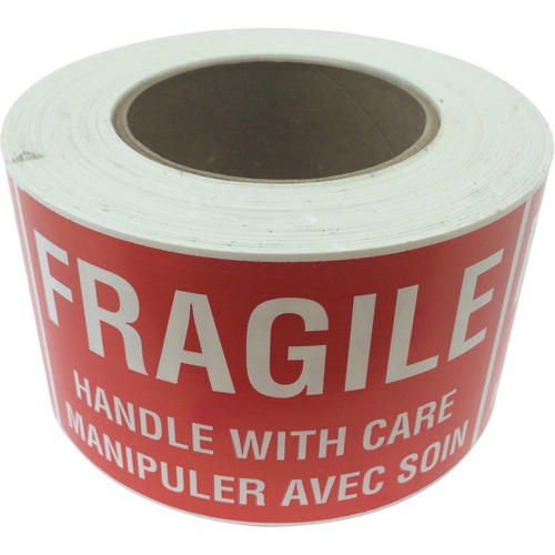 Spicers Paper Multipurpose Label - "Fragile - Handle with Care"5" Width x 3" Length - Rectangle - Red, White - 500 / Roll - 500 Total Label(s) - 500 / Roll = SPLLABEF101R