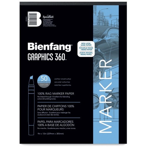 Bienfang Graphics Marker Pads - 50 Sheets - Tape Bound - 13.50 lb Basis Weight - 24" (609.60 mm) x 19" (482.60 mm) - Bleed Resistant - 1Each - Sketch Pads & Drawing Paper - SBA16161
