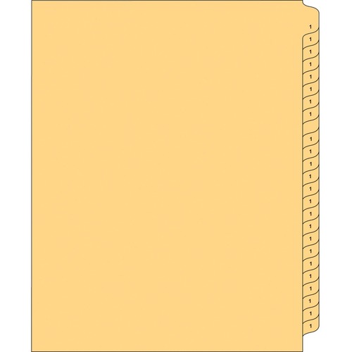 Indexco Index Divider - Printed Tab(s) - Digit - #1 - Legal - 8.50" (215.90 mm) Width x 14" (355.60 mm) Length - Buff Divider - Clear Plastic Tab(s) - 25 / Pack