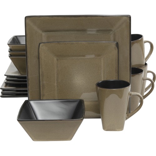 Gibson Kiesling Taupe 16 pc DW Set - Dishwasher Safe - Microwave Safe - Taupe - Glazed - Stoneware Body