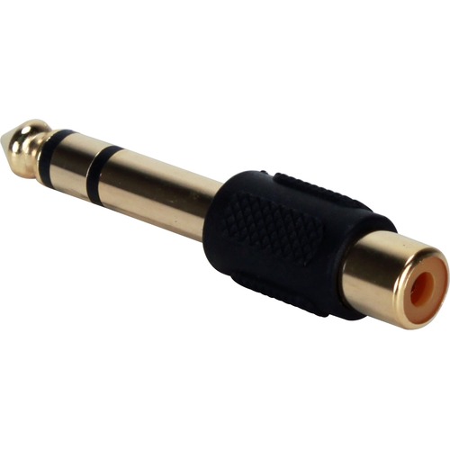 QVS RCA Female to 1/4 Male Audio Stereo Adaptor - 1 x RCA Stereo Audio Female - 1 x 6.35mm Stereo Audio Male - Black - 1