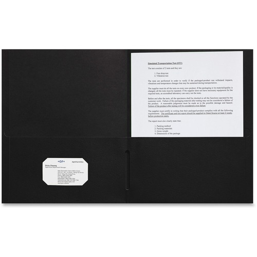 Sparco Letter Pocket Folder - 8 1/2" x 11" - 2 Internal Pocket(s) - Black - 25 / Box