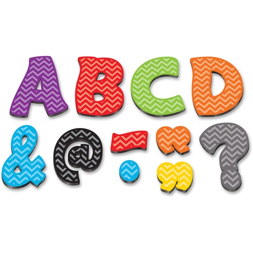 Teacher Created Resources Chevron 3" Magnetic Letters - Learning Theme/Subject - 67 x Letter Shape - Magnetic - Chevron - Durable, Damage Resistant - 0.10" Height x 3" Width x 3" Depth - Multicolor - 67 / Pack