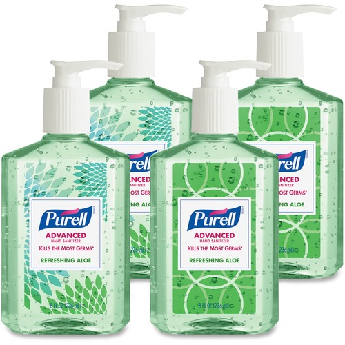 PURELL® Hand Sanitizer Gel - 8 fl oz (236.6 mL) - Kill Germs - Hand - Moisturizing - Clear, Green - Non-sticky, Residue-free - 24 / Carton