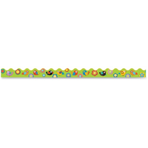 Carson Dellosa Education Boho Birds / Blooms Scalloped Borders - Learning Theme/Subject - 13 x Scalloped, Birds Shape - 36" Height x 2.25" Width - Multicolor - 13 / Pack