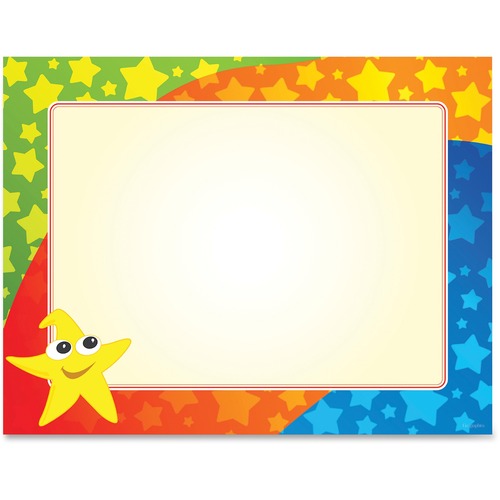 Geographics Color Stars Border Certificates - 8.5" x 11" - Inkjet, Laser Compatible with Multicolor Border - 25 / Pack