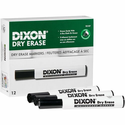 Ticonderoga Dry Erase Markers - Broad, Fine Marker Point - Chisel Marker Point Style - Black - 1 Dozen
