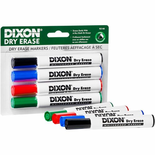 Ticonderoga Dry Erase Markers - Broad, Fine Marker Point - Chisel Marker Point Style - Assorted - 4 / Pack