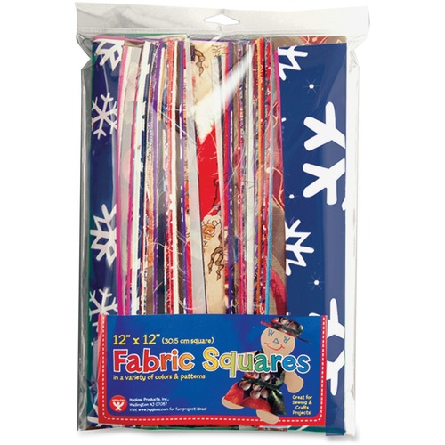 Hygloss Craft Fabric Squares - Decoration, Project, Classroom, Craft - 24 Piece(s) - 3" Height x 12" Width x 12" Length - Assorted - Cotton - 1 / Pack
