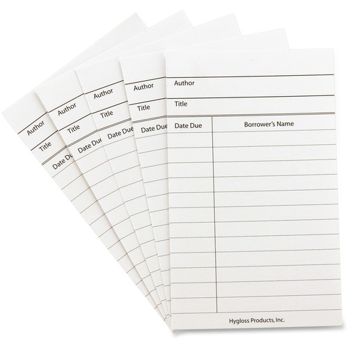 Hygloss White Library Cards - 3" x 5" Sheet Size - White Sheet(s) - Card Stock - 50 / Pack