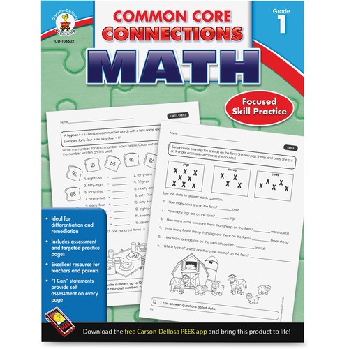 Carson Dellosa Education Common Core Connections Gr 1 Math Workbook Printed Book - 96 Pages - Carson-Dellosa Publishing Publication - Book - Grade 1